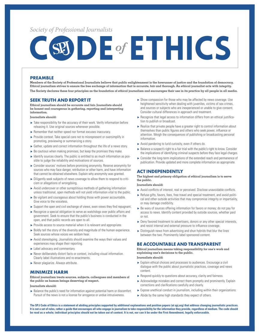 Society of Professional Journalists - Code of Ethics