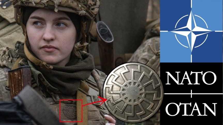 Pour marquer la Journée internationale de la femme, l’OTAN a publié la photo d’une soldate ukrainienne avec le symbole nazi du Black Sun